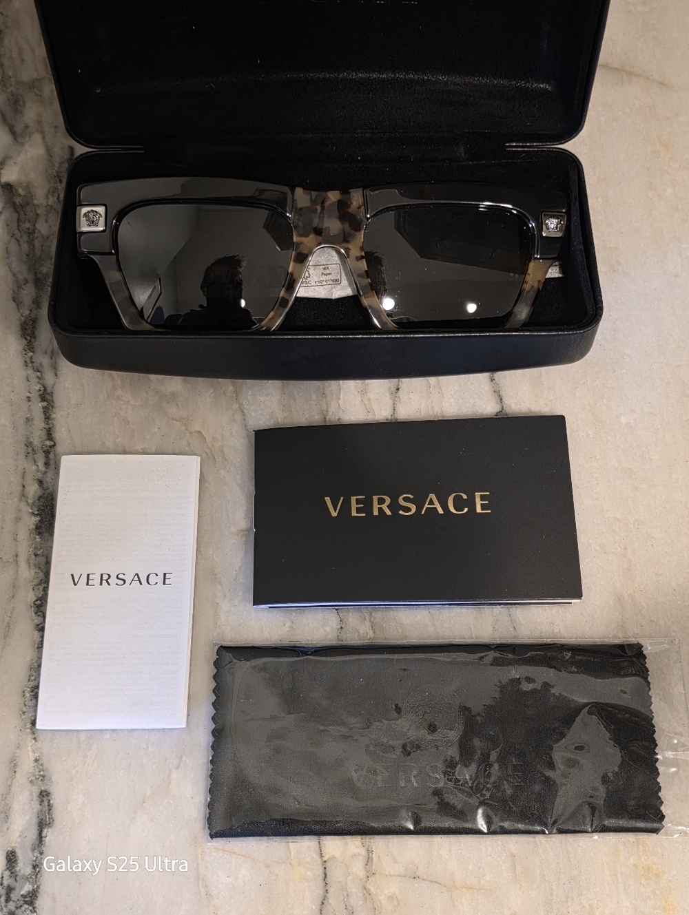 Versace Tortoisewave Square Sunglasses in Black & Tortoise